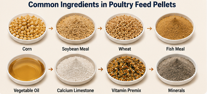 Common Ingredients in Poultry Feed Pellets
