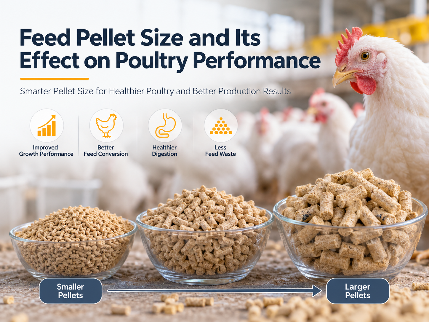 Feed pellet size and its effect on poultry production performance